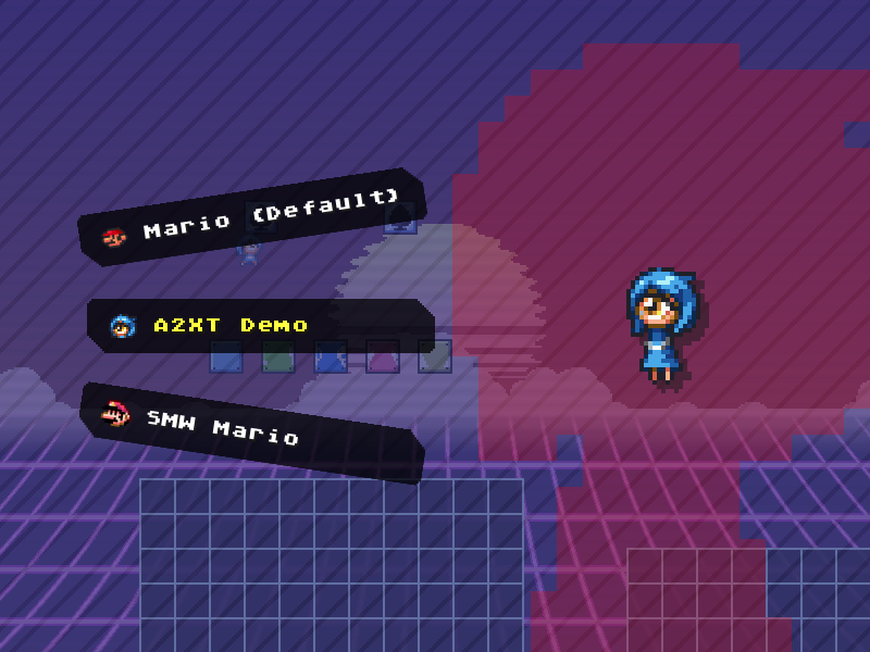 Screenshot of the new costume menu